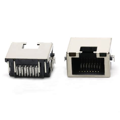 Led Light Rj45 8 Pin Female Connector Ethernet Modular Jack Mid Mount 4 3mm Dip Type