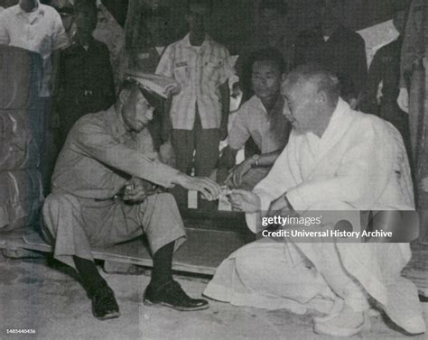 South Korean Leader Park Chung Hee Drinks Rice Wine At A Paddy