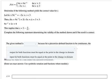 Solved Fx 6x9x−1−3xc For X3 For X≤3 Determine If The