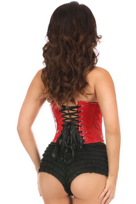 Plus Size Lavish Red Patent Pvc Underwire Bustier Spicy Lingerie