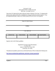 Arkansas Request For Special Golf Association License Plate Fill Out