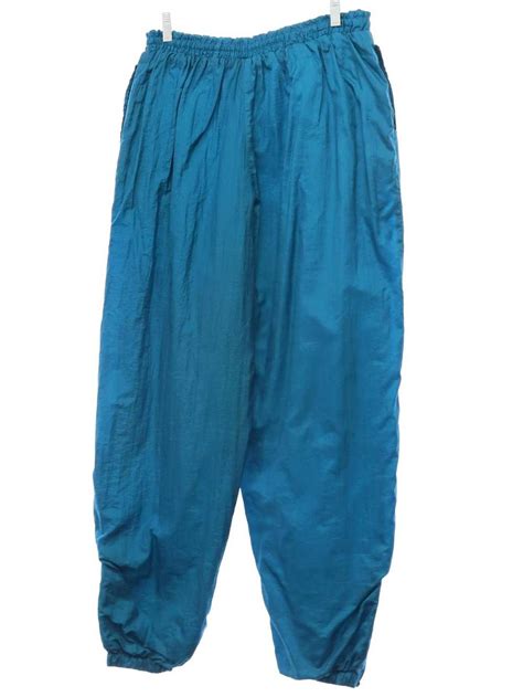 1980s Basic Editions Womens Baggy Nylon Track Pants Gem