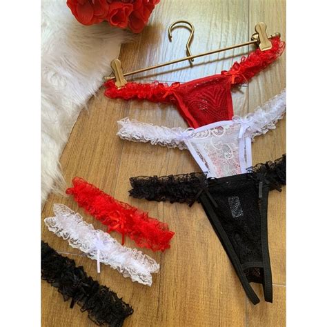 Kit 3 Tanga Fio Sexy Apressadinha Com Persex Calcinha Sexy Com Abertura