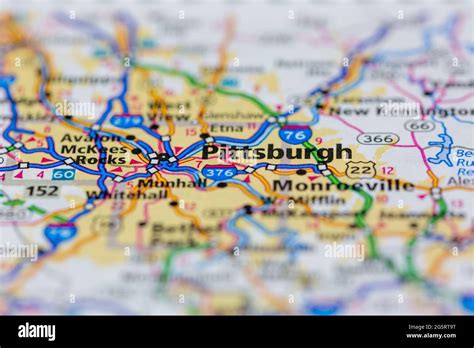 Pittsburgh Pennsylvania Usa Shown On A Geography Map Or Road Map Stock