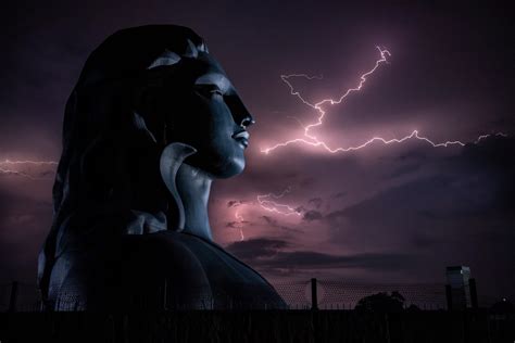 Adiyogi Statue At Night Adiyogi statue in front of isha yoga center