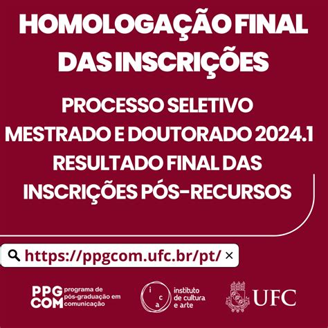 Homologação das Inscrições pós recursos Seleção Turma 2024 Mestrado