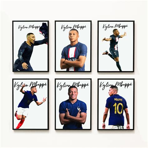 Set Of Six Pictures Kylian Mbappe Psg Mbappe Poster Psg Fan Etsy