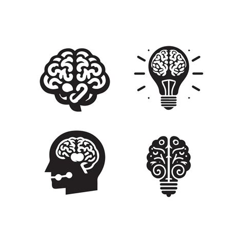 Brain Logo Silhouette Design Vector Template Brainstorm Think Idea