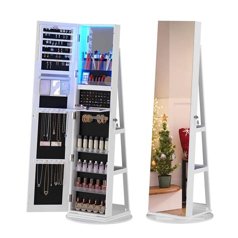 Hnebc Rotating Jewelry Cabinet With Lights H Standing Jewelry