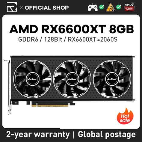 JIESHUO AMD RX 6600XT 8GB Three Fan Video Graphics Card GDDR6 GPU