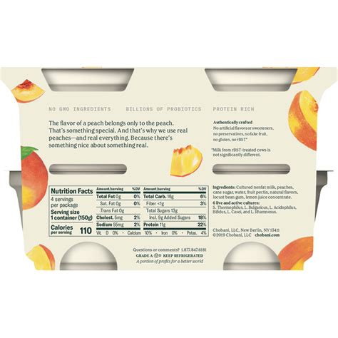 Chobani Yogurt Greek Non Fat Peach Value Pack Oz From