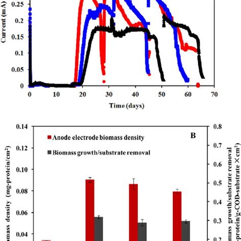 E Current Generation A And Anode Electrode Biomass Densities Biomass