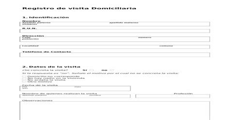 Registro De Visita Domiciliaria Pdf Document