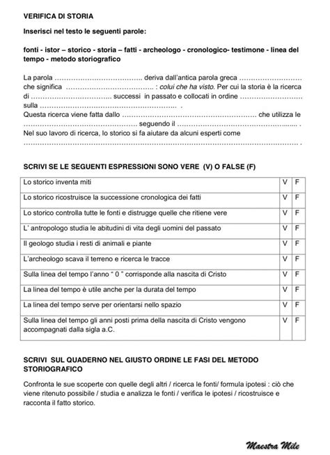 Verifica Di Storia Blog Di Maestra Mile