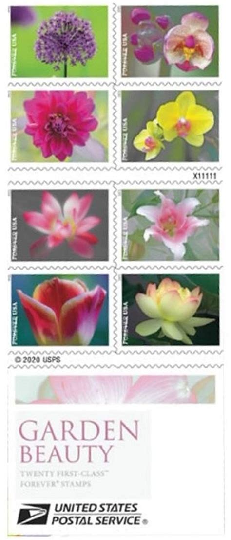 Usps Garden Beauty Forever Postage Stamps Book Of 20 Self Stick First Class