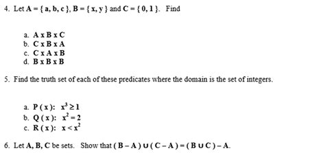 Solved 4 Let A {a B C} B {x Y} And C {0 1} Find