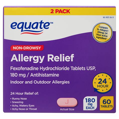 Equate Non Drowsy Allergy Relief Tablets Tablets Count