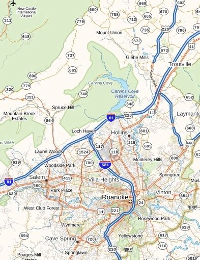 Roanoke Regional Airport Map, Virginia