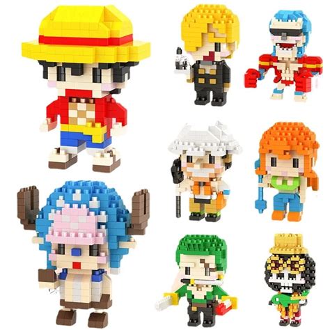 10s One Piece Building Blocks Luffy Chopper Sanji Zoro Nami Franky Anime Figures Model Mini Br