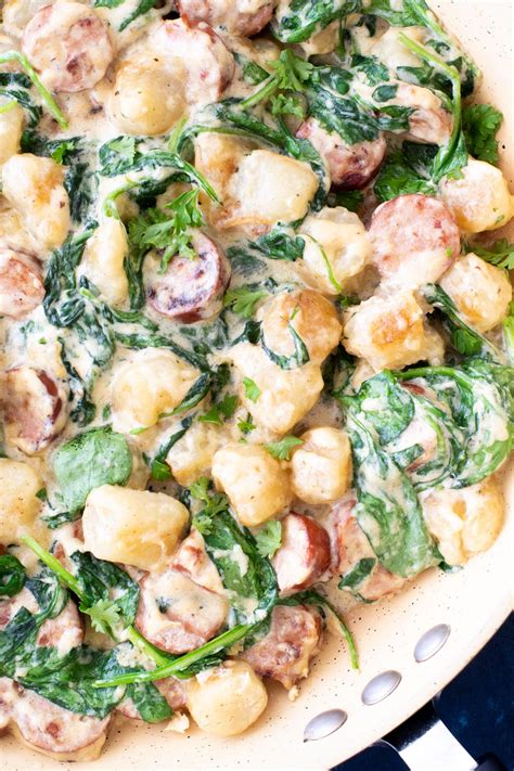 One Pan Creamy Trader Joe S Cauliflower Gnocchi Sausage Skillet