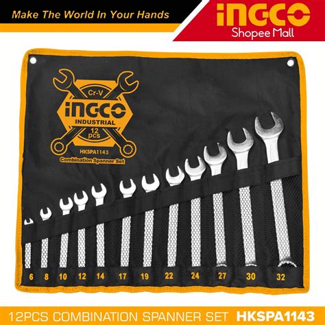 Ingco HKSPA1143 12pcs Combination Spanner Set 6 32mm H Shopee