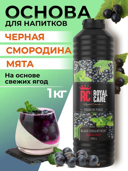 Основа (пюре) Royal Cane Черная Смородина - Мята 1кг для коктейлей, чая ...