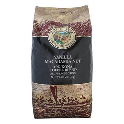 Royal Kona 10 Kona Coffee Blend Vanilla Macadamia Flavor Ground 40