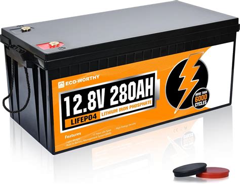 ECO WORTHY Batería de litio LiFePO4 de 12 V y 280 Ah más de 6000