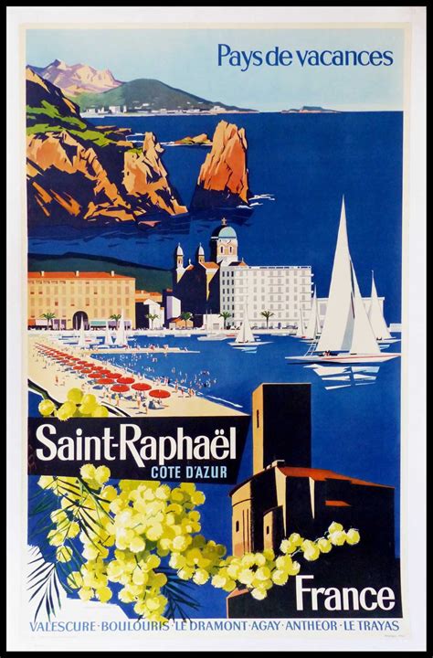 Affiche Ancienne Originale Voyage Saint Raphael C Te D Azur Pays De