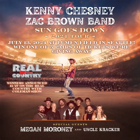 Win One Of 5 Pairs Of Tickets To Kenny Chesney With The Zac Brown Band Megan Moroney And Uncle