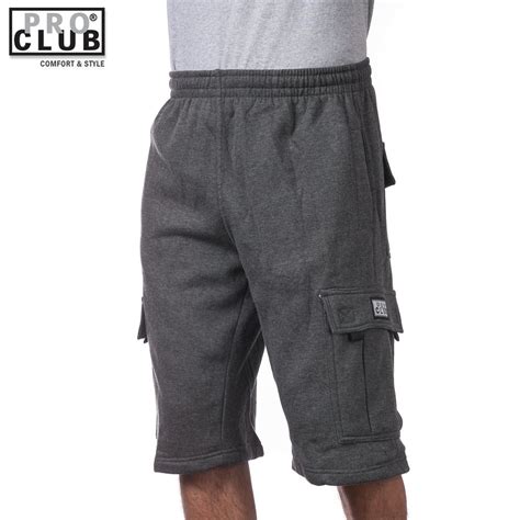 Pro Club Pro Club Mens Fleece Cargo Shorts Pants Charcoaldark Gray