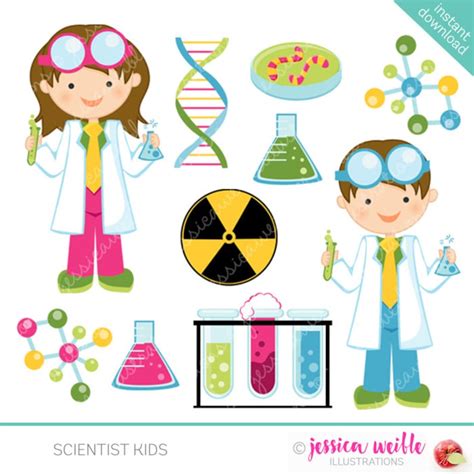 Scientist Kids Cute Clipart Science Kids Science Clip art | Etsy