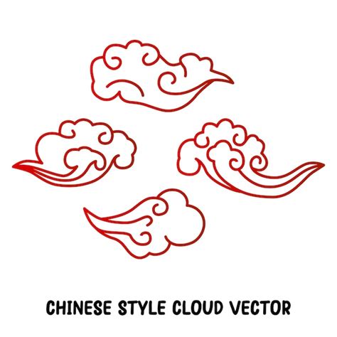 Premium Vector Chinese Cloud Collection Set Illustration Outlines Style