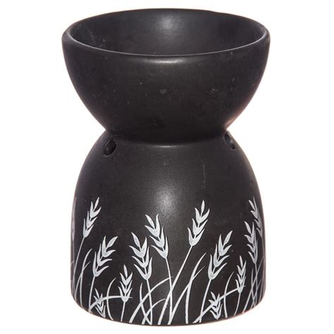 Ceramic Grass Oil Burner Black Amour Natural Ltd