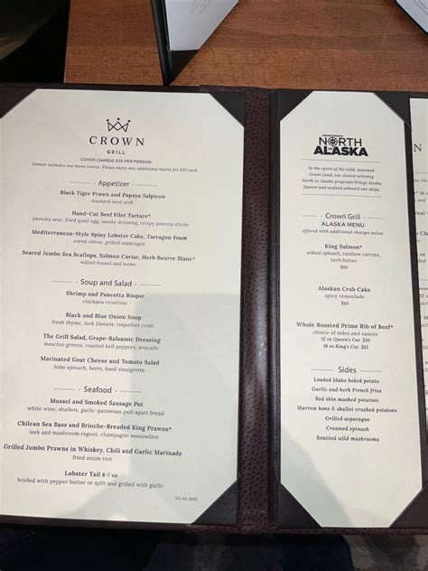 Specialty Restaurant Menus On Majestic Princess The Chill Cruiser