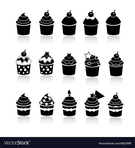 Black And White Cupcakes Icons Royalty Free Vector Image