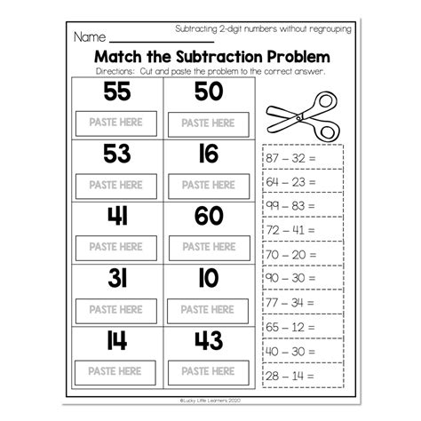 2nd Grade Math Worksheets 2 Digit Subtraction Without Regrouping