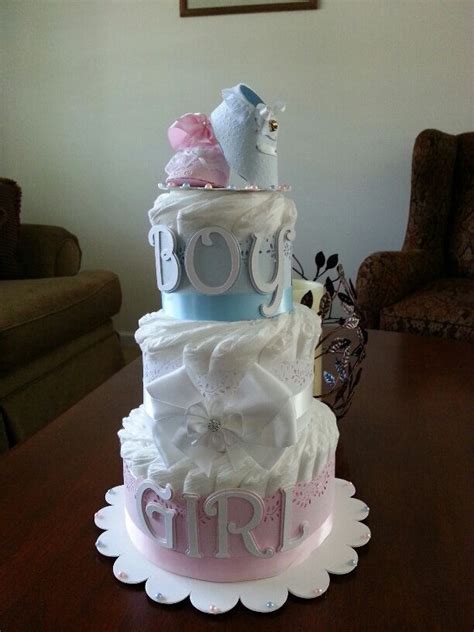 Three Tier Gender Reveal Diaper Cake Gender Neutral Diaper Cake Pink