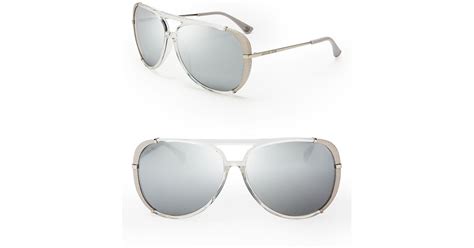 Michael Kors Julia Aviator Sunglasses In Crystalsilver Metallic Lyst