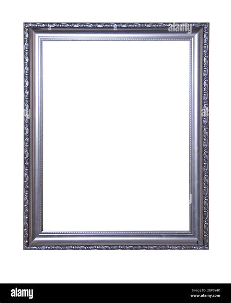 Silver Plated Frame Isolated On White Background Vintage Old Antique Silver Painted Picture