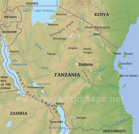 Tanzania Physical Map