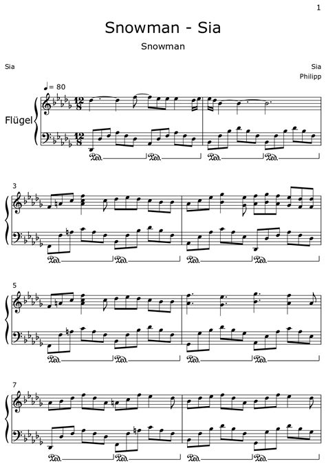 Snowman Sia Sheet Music For Piano