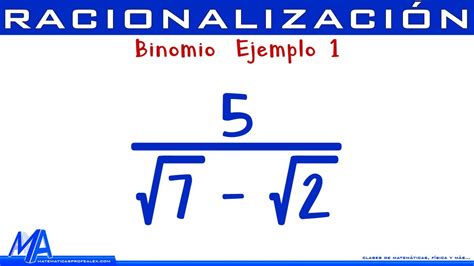 Racionalizaci N Denominador Binomio Ejemplo Youtube