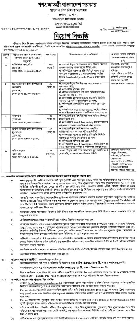 Mowca Job Circular Mowca Teletalk Bd Apply Online Bd Govt Job