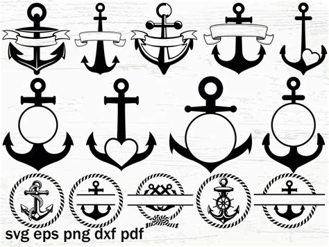 Anchor Big Svg Bundle Anchor Svg Nautical Svg Anchor Clipart Anchor Split Name Frame Svg