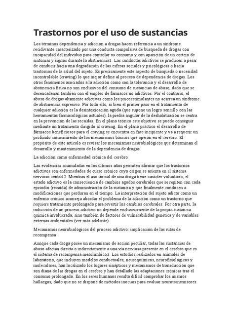 Trastornos Por El Uso De Sustancias Pdf La Dependencia De Sustancias Despachador De Drogas