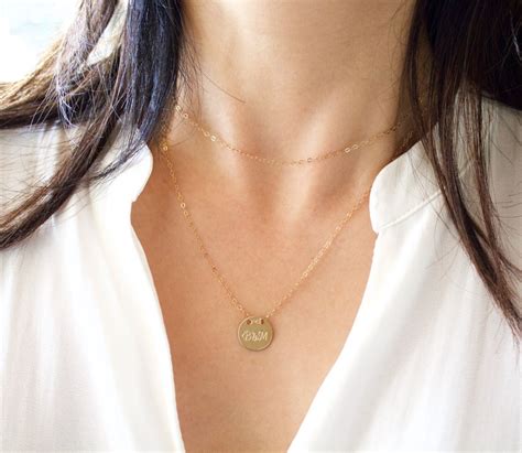 Personalized Disc Necklacegold Large Disccustom Disc Etsy