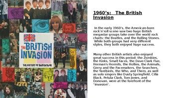 ROCK MUSIC: The British Invasion 1960's PPTX 3 by Arts Educator Pitstop