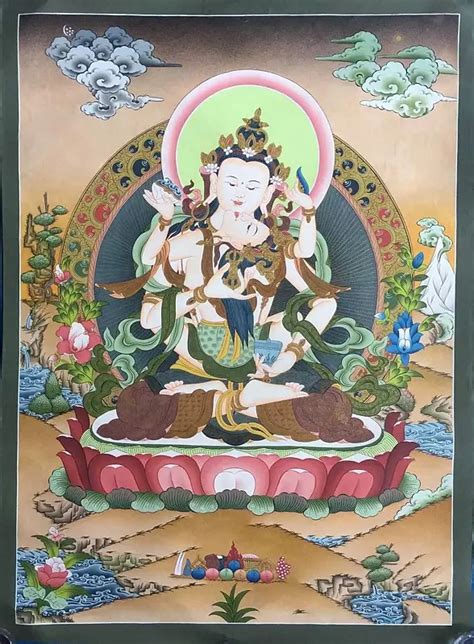 Vajrasattva Shakti Thangka Brocadeless Thangka Exotic India Art