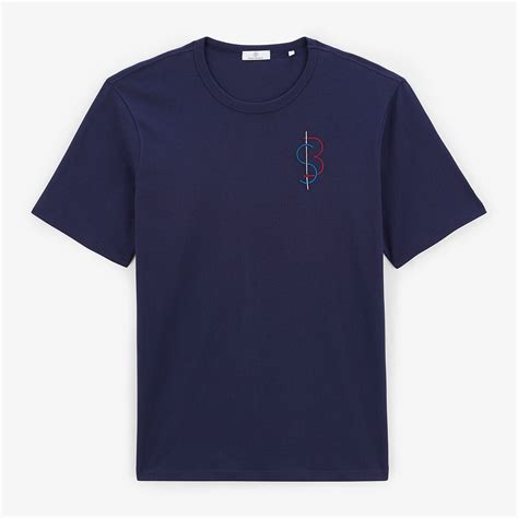 T Shirt Thiery Bleu Nuit Broderie Poitrine T Shirts Bleunuit Serge